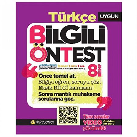 Sadık Uygun 8.Sınıf Bilgili Ön Test Türkçe Soru Bankası