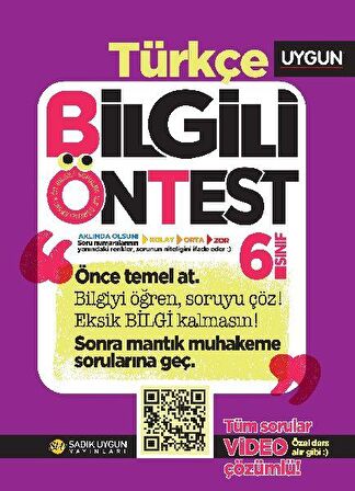 Sadık Uygun 6.Sınıf Bilgili Ön Test Türkçe Soru Bankası