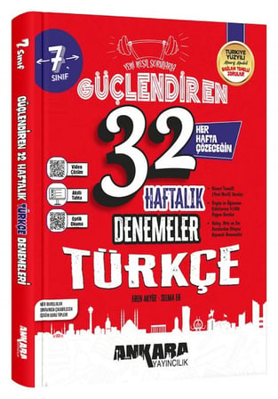 7. Sınıf Türkçe Güçlendiren 32 Haftalık Kazanım Denemeleri Ankara Yayıncılık