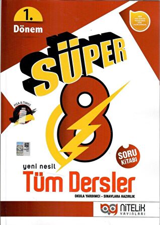 Nitelik Yayınları SÜPER 8 YENİ NESİL 1.DÖNEM TÜM DERSLER SORU KİTABI