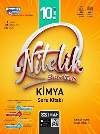 Nitelik 10. Sınıf Beceri Temelli Kimya Soru Kitabı Yeni
