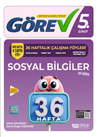 Nitelik 5. Sınıf Sosyal Bilgiler Görev 36 Haftalık Çalışma Föyleri Nitelik Yayınları