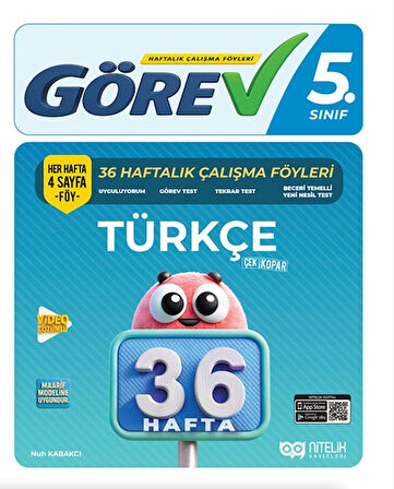 Nitelik 5.Sınıf Görev Türkçe 36 Haftalık Çalışma Föyleri