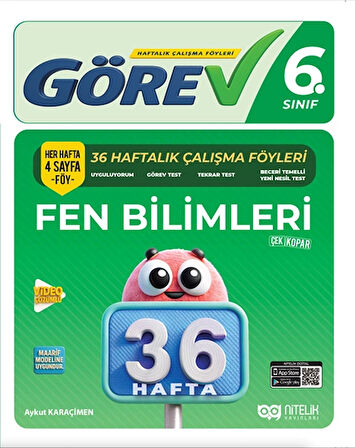 Nitelik 6.Sınıf Görev Fen Bilimleri 36 Haftalık Çalışma Föyleri