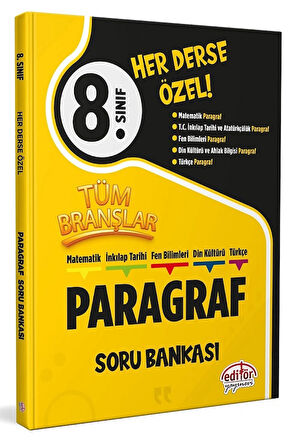 8.Sınıf Her Derse Özel Matematik-İnkılap Tarihi-Fen Bilimleri-Türkçe-Din Kült Paragraf Soru Bankası