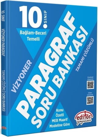 10. Sınıf Paragraf Bağlam Beceri Temelli Soru Bankası Editör Yayınları