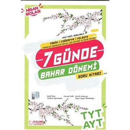 Palme TYT AYT 7 Günde Bahar Dönemi Tarih - Coğrafya - Felsefe Soru Kitabı