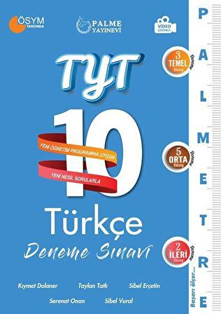 Palme YKS TYT Türkçe Palmetre 10 Deneme Sınavı Video Çözümlü