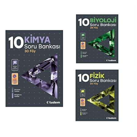 Tudem 10. Sınıf Kimya - Fizik - Biyoloji Föy Soru Bankası Set