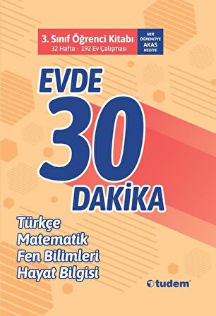 Tudem 3.Sınıf Evde 30 Dakika Öğrenci Kitabı - Güncel