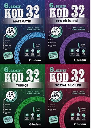 Tudem 6.Sınıf KOD32 4'lü Set -6.Sınıf kod 32 Tudem -kd32