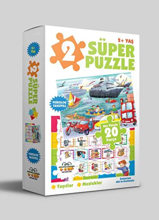 2 Süper Puzzle / Taşıtlar - Meslekler 2+ Yaş