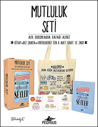 Mutluluk Seti (Kitap + Bez Çanta + Hediyeleriniz İçin 6 Adet Kart - Mr. Wonderful