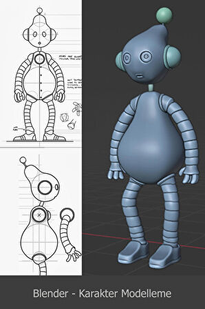 Blender 4.1 Modelleme, Renklendirme, İskeletlendirme Video Ders Eğitim Seti