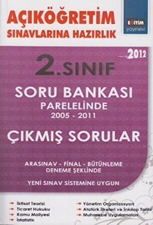 Açıköğretim Sınavlarına Hazırlık 2. Sınıf Soru Bankası Paralelinde 2005 - 2011 Çıkmış Sorular