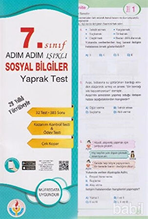 7. Sınıf Adım Adım Sosyal Bilgiler Yaprak Test Bilal Işıklı Yayınları