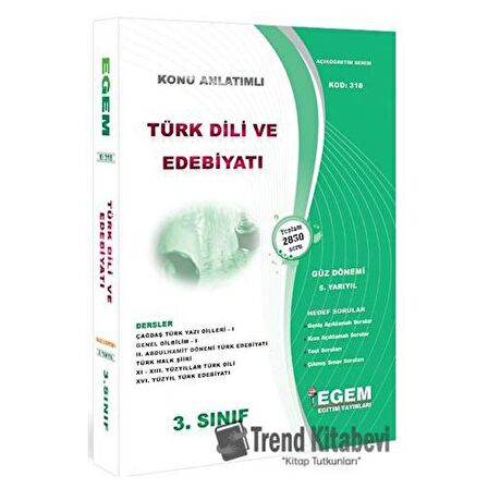 3. Sınıf 5. Yarıyıl Türk Dili ve Edebiyatı Konu Anlatımlı Soru Bankası (Kod 318)