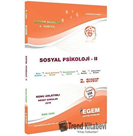 2. Sınıf 4. Yarıyıl Sosyal Psikoloji 2 Konu Anlatımlı Hedef Sorular - Kod 2265