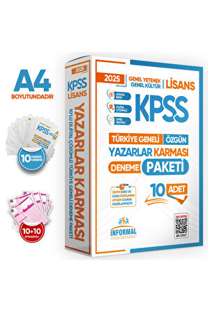 2025 KPSS Lisans GY-GK Yazarlar Karması Türkiye Geneli KURUMSAL 10lu Dijital Çözümlü Deneme Paketi