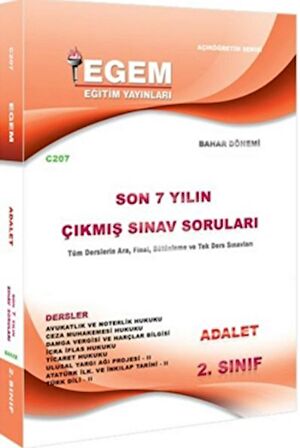 2. Sınıf Adalet Son 6 Yılın Çıkmış Sınav Soruları