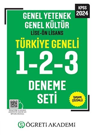 Öğreti Akademi 2024 KPSS Genel Yetenek Genel Kültür Lise-Ön Lisans Tamamı Çözümlü Türkiye Geneli 1-2-3 (3'lü Deneme Seti)