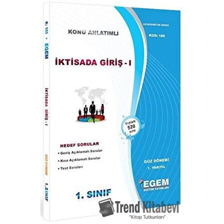 1. Sınıf 1. Yarıyıl İktisada Giriş 1 Konu Anlatımlı Soru Bankası - Kod 185