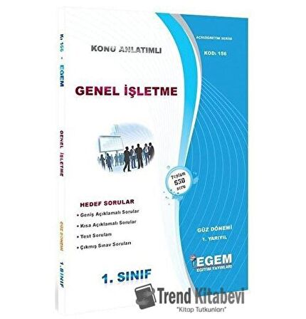 1. Sınıf 1. Yarıyıl Genel İşletme Konu Anlatımlı Soru Bankası - Kod 156