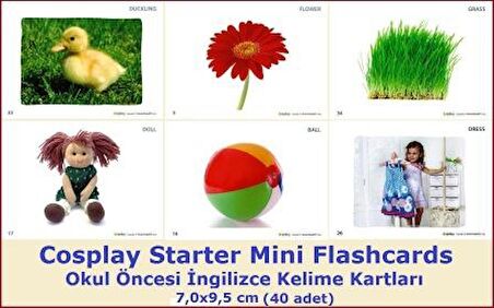 Cosplay Starter Mini Flashcards - Okul Öncesi İngilizce Mini Kelime Kartları (40 Adet)