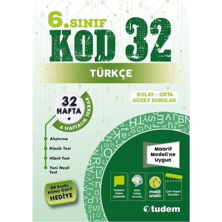 6.sınıf Türkçe Soru Bankası - 6. Sınıf Türkçe Stüdyo - 6. Sınıf Türkçe Kod 32