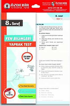 8. Sınıf Fen ve Teknoloji Yaprak Test