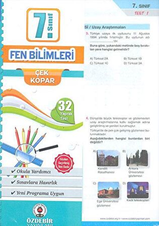 7. Sınıf Fen Bilimleri Yaprak Test