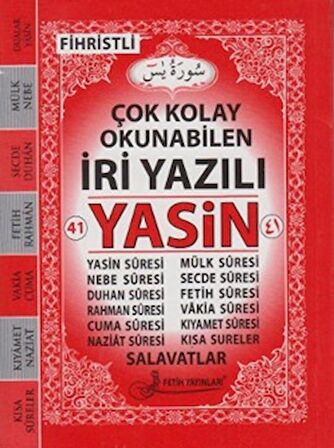 Fihristli Çok Kolay Okunabilen İri Yazılı Yasin ( Çanta Boy Kod: F014 )