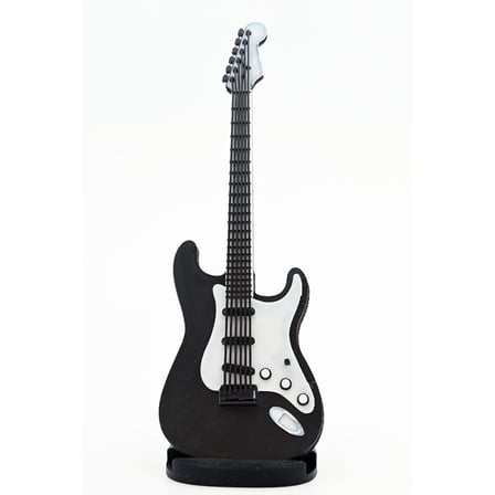 Diyez Müzik Strat Kasa Tasarım Elektro Gitar Şeklinde Standlı Biblo – Siyah/Beyaz Pickguard