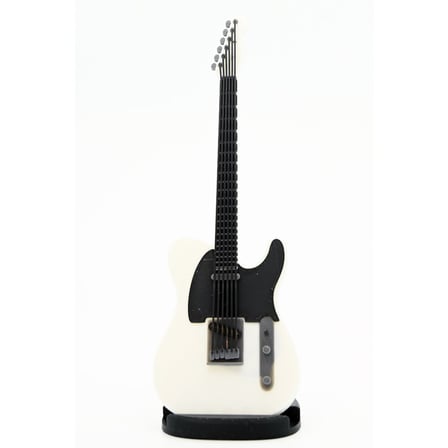 Diyez Müzik Telecaster Kasa Tasarım Elektro Gitar Şeklinde Standlı Biblo – Beyaz/Siyah