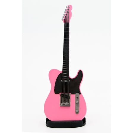 Diyez Müzik Telecaster Kasa Tasarım Elektro Gitar Şeklinde Standlı Biblo – Pembe/Siyah