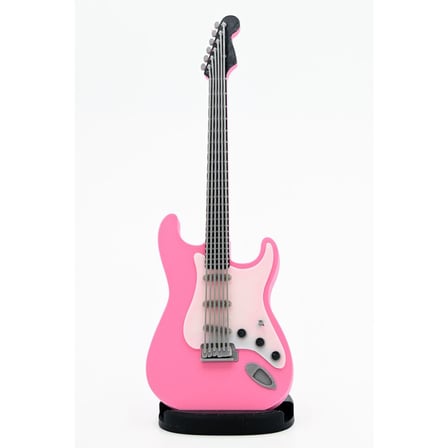Diyez Müzik Strat Kasa Tasarım Elektro Gitar Şeklinde Standlı Biblo – Pembe/Beyaz