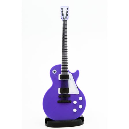 Diyez Müzik Les Paul Kasa Tasarım Elektro Gitar Şeklinde Standlı Biblo – Mor/Beyaz
