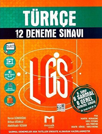 Mozaik 8. Sınıf Türkçe 12'li Deneme Sınavı