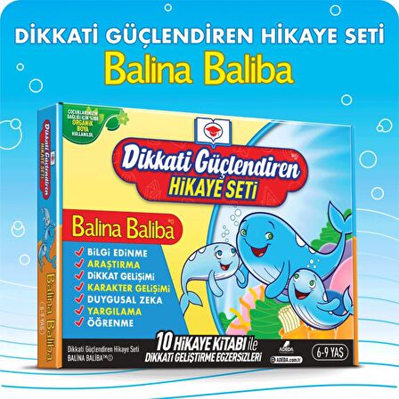 Dikkati Güçlendiren Hikaye Seti - Balina Baliba Kutulu Set (10 Kitap Takım)