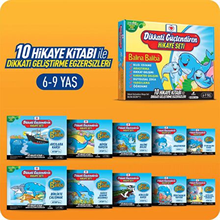 Dikkati Güçlendiren Hikaye Seti - Balina Baliba Kutulu Set (10 Kitap Takım)