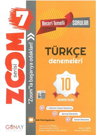 Günay Yayınları 7.Sınıf Zoom Türkçe Deneme Kitabı
