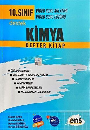 10. Sınıf Kimya Destek Defter Kitap