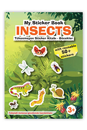 MY STİCKER BOOK '' INSECTS'' , TÜKENMEYEN STİCKER KİTABI BÖCEKLER