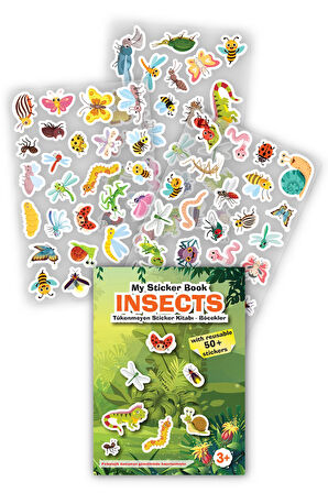 MY STİCKER BOOK '' INSECTS'' , TÜKENMEYEN STİCKER KİTABI BÖCEKLER