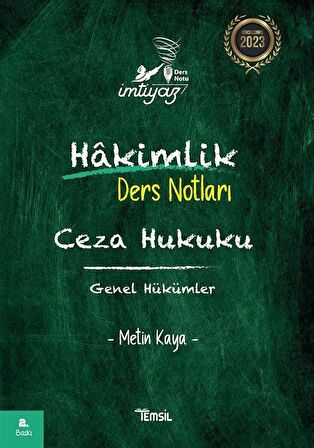 İmtiyaz Ceza Hukuku Genel Hükümler Hakimlik Ders Notları