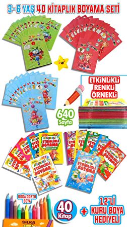 Kuru Boya Hediyeli Eğitici Etkinlikli Boyama Seti 40 Kitap