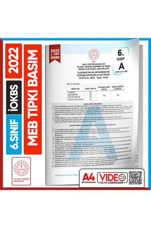 2022 6.sınıf Iokbs Bursluluk Meb Tıpkı Basım Çıkmış Soru Kitapçığı Video/pdf Çözümlü Türkiye Geneli