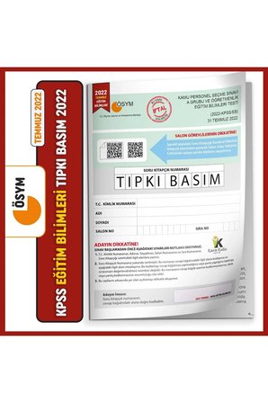 2022 Temmuz Kpss Eğitim Bilimleri Ösym Tıpkı Basım Çıkmış Soru Türkiye Geneli D.çözümlü Kitapçığı