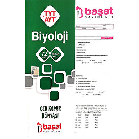 TYT AYT Biyoloji Yaprak Test