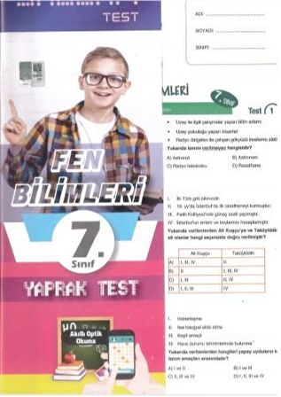 Molekül 7.Sınıf Fen Bilimleri Sağlam Yaprak Test
